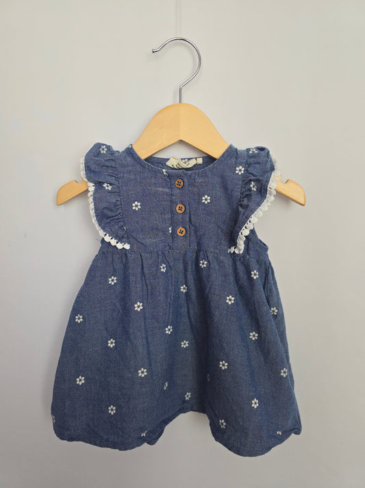 City Mouse Denim Floral Dress • 3-6 months