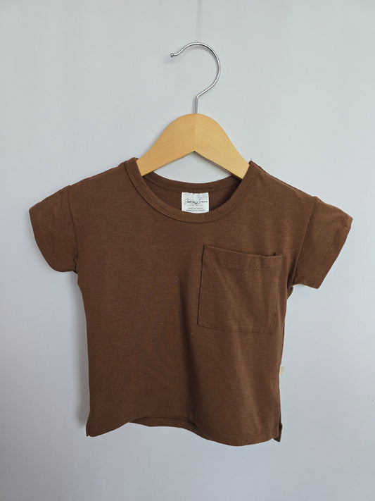 NEW Jax & Lennon Cocoa Brown Boxy Tee (2) • 0-6 months