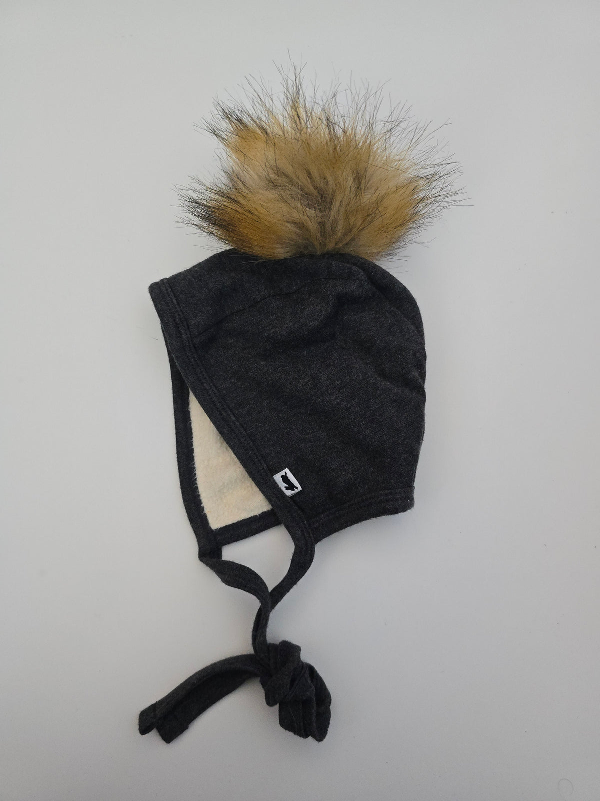 Little & Lively Fleece Lined Charcoal Bonnet • 0-12 months