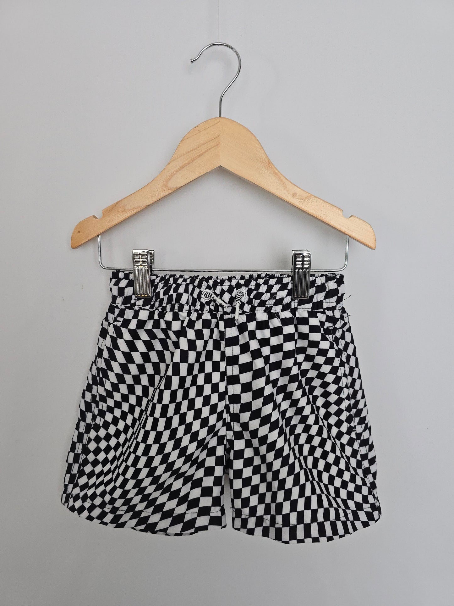 Boardies Apparel Black Check Swim Short • 3-4 years