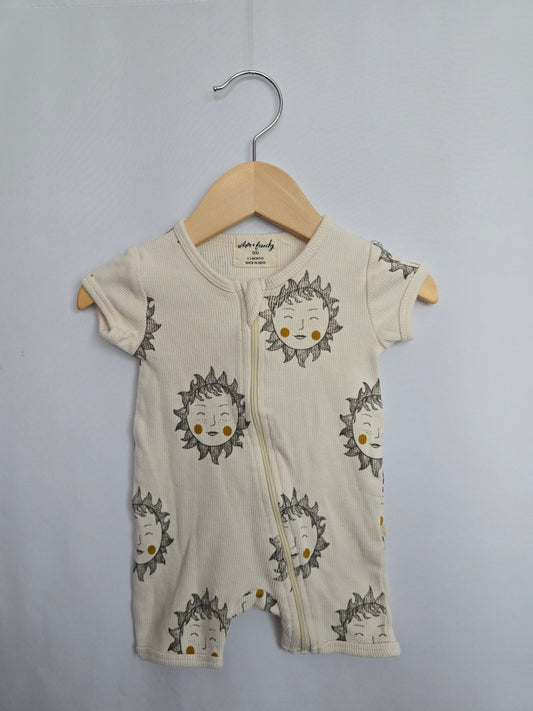 Wilson & Frenchie Suns Ribbed Shortie Romper • 0-3 months