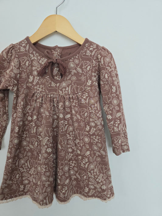 City Mouse Dusty Pink Woodland Dress • 18-24 months