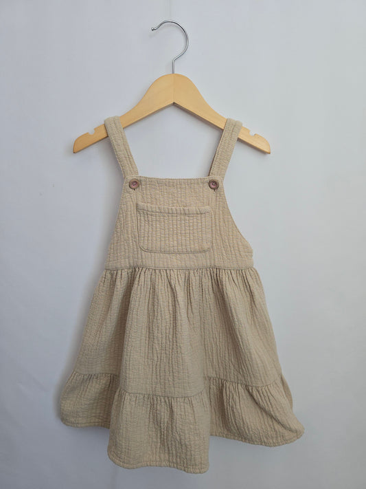 Zara Tiered Beige Jumper Dress • 12-18 months