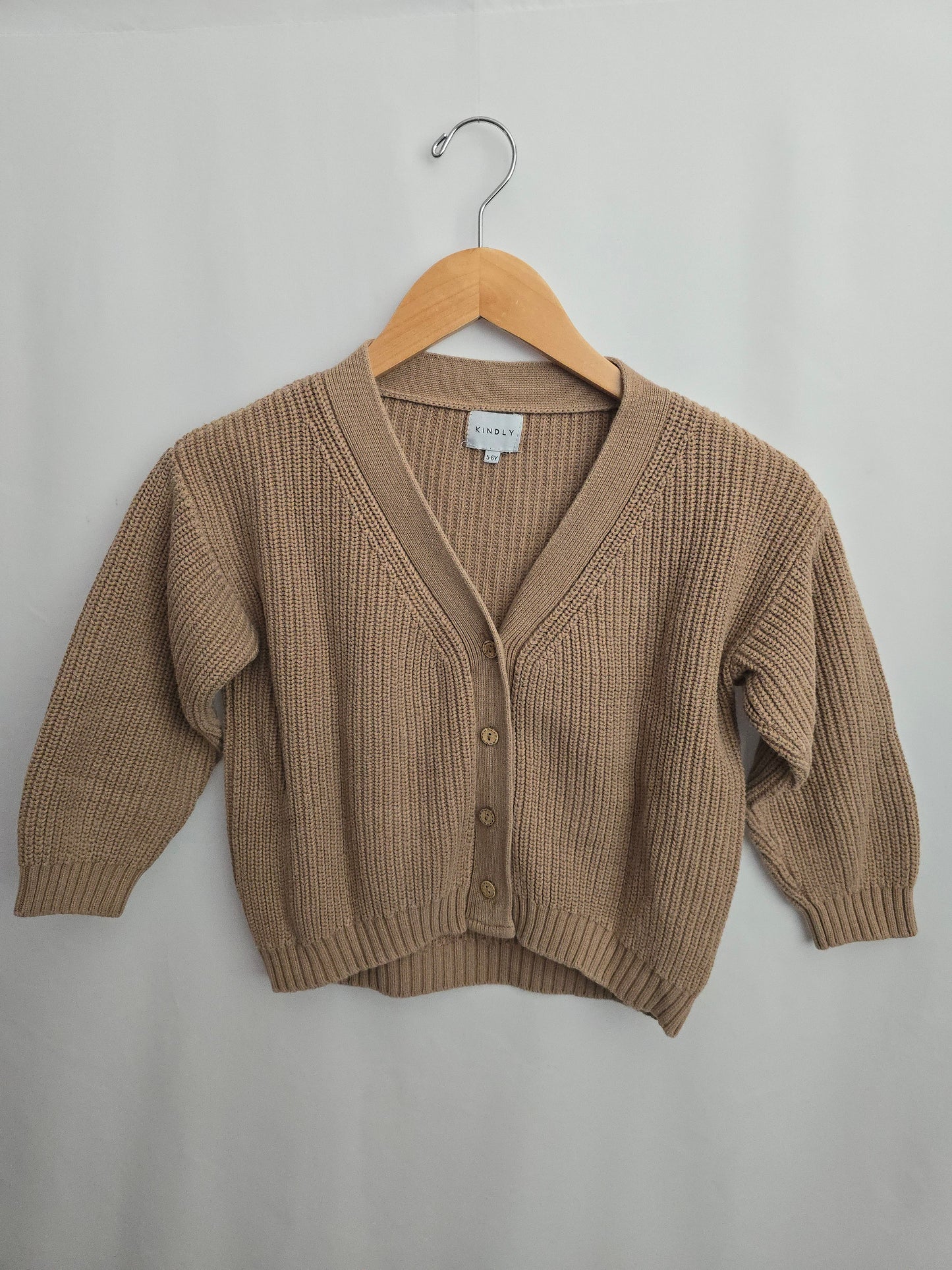 Kindly Latte Knit Button Up Cardigan • 5-6 years