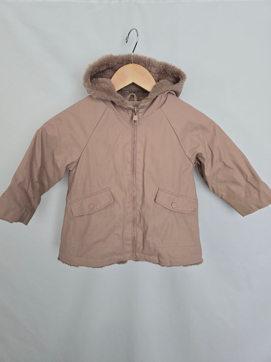 Zara Blush Sherpa Lined Water Repellent Jacket • 2-3 years