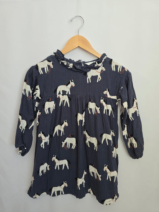 H&M Horse Cotton Empire Dress • 6-7 years