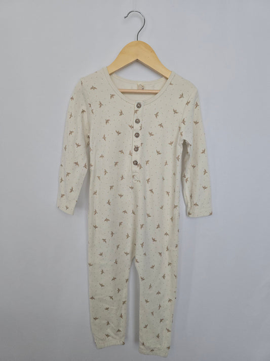 Quincy Mae Organic Cotton Doves Snap Romper • 2-3 years