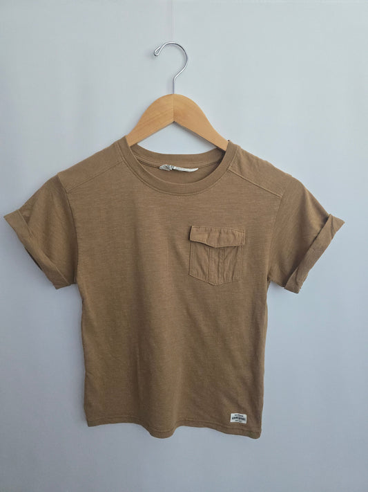 H&M Camel Pocket Tee • 6-8 years