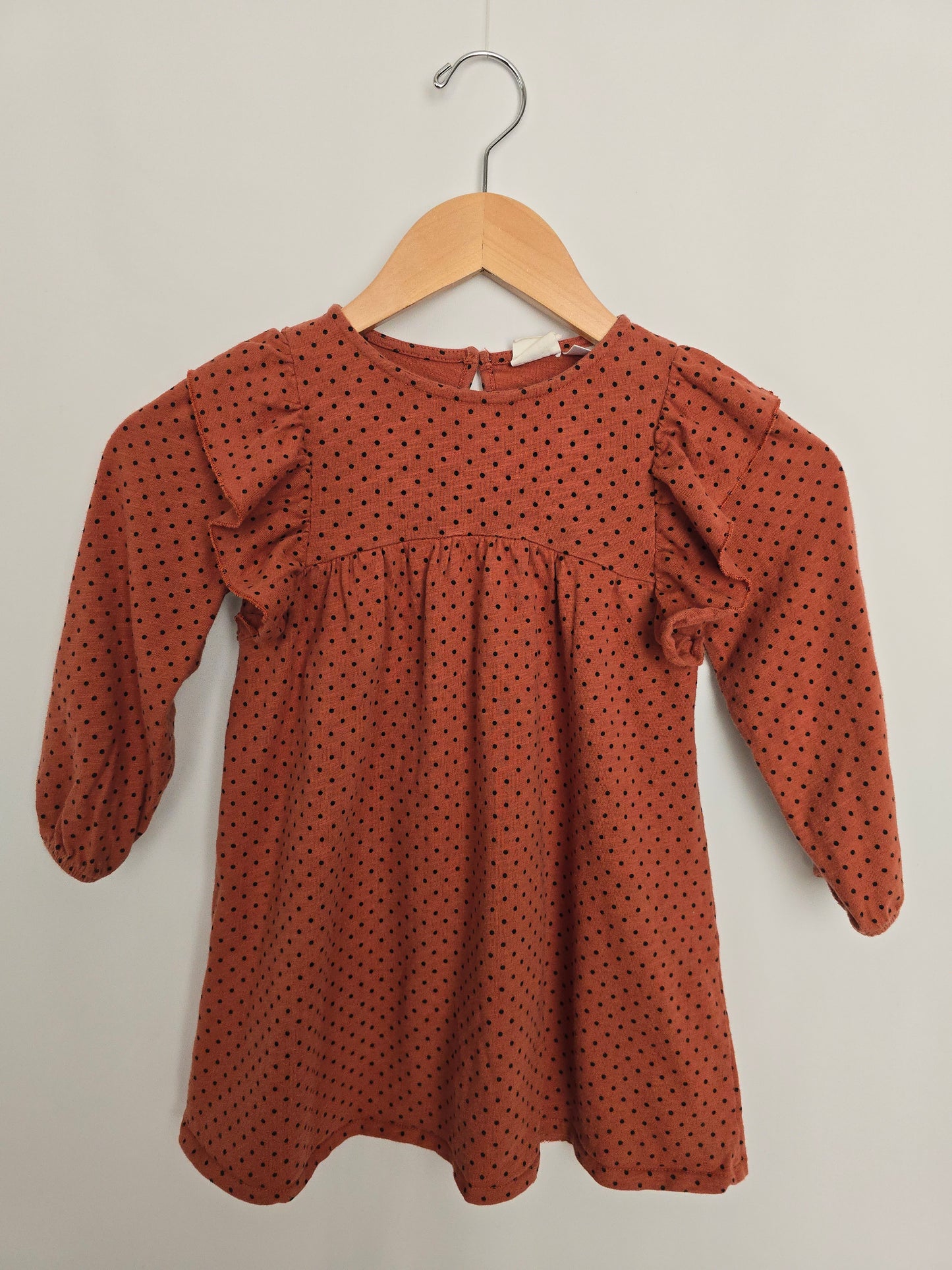 Zara Brick Polkadot Dress • 4-5 years