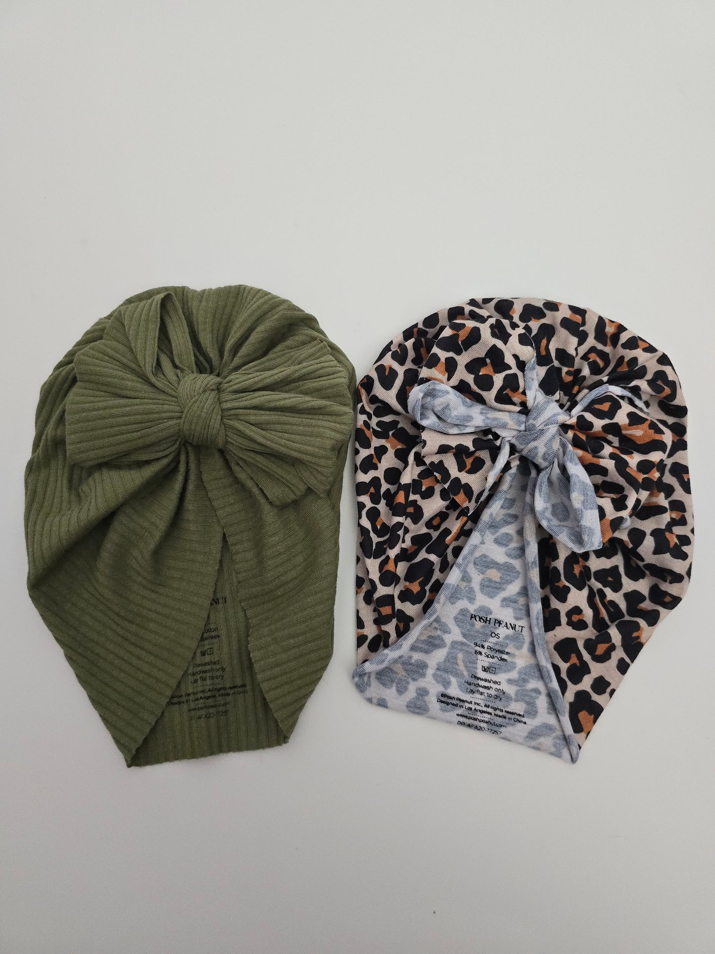 Posh Peanut Leopard & Olive 2 pack Turban Hat