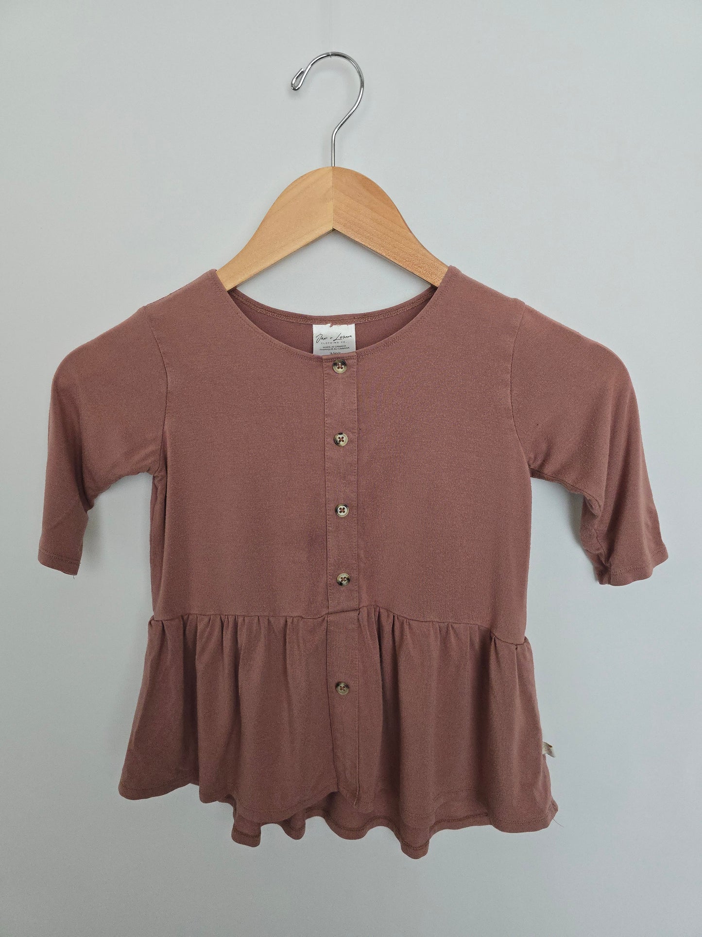 Jax & Lennon Rose Clay Peplum Top • 3-4 years