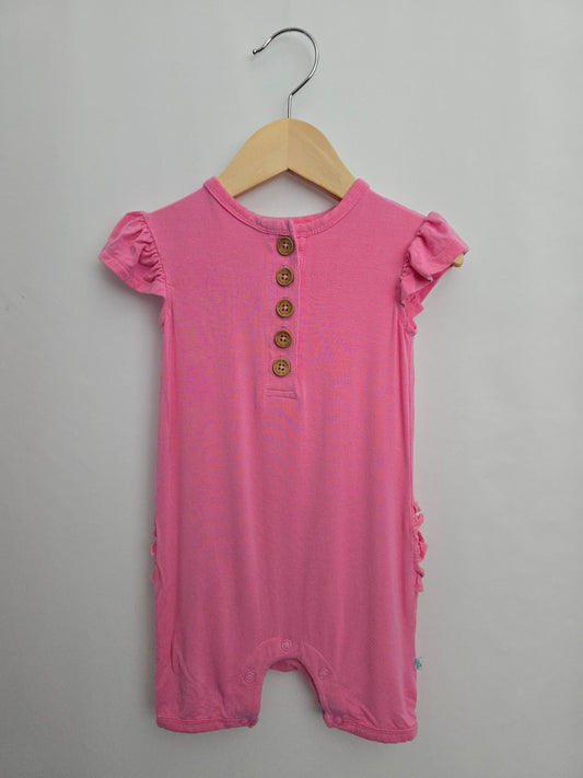Posh Peanut Pink Ruffle Bum Shortie Romper • 12-18 months