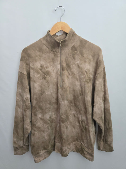 Jax & Lennon Tan Stonewash 1/4 Zip Sweater • Medium