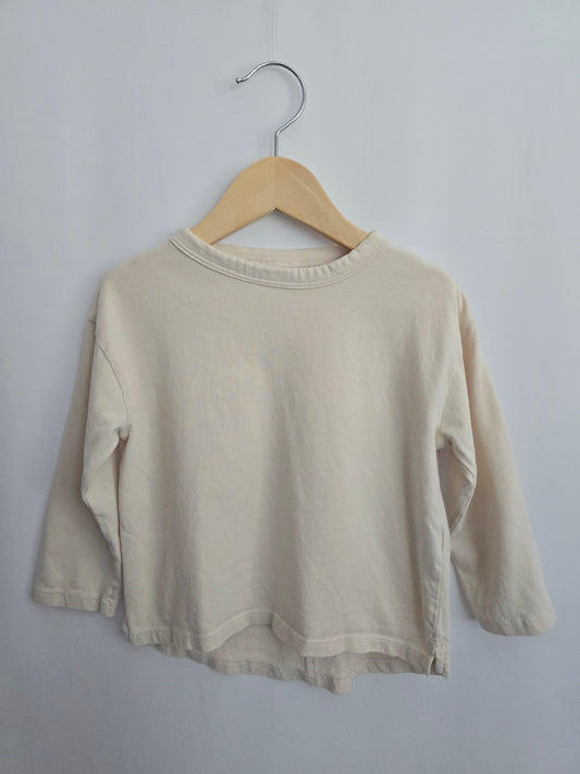 Zara Dune Long Sleeve Cotton Basic Shirt • 2-3 years
