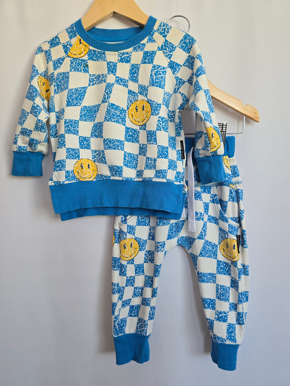 PLAY Little Bipsy Checkered Smiley Crewneck & Joggers Set • 12-18 months