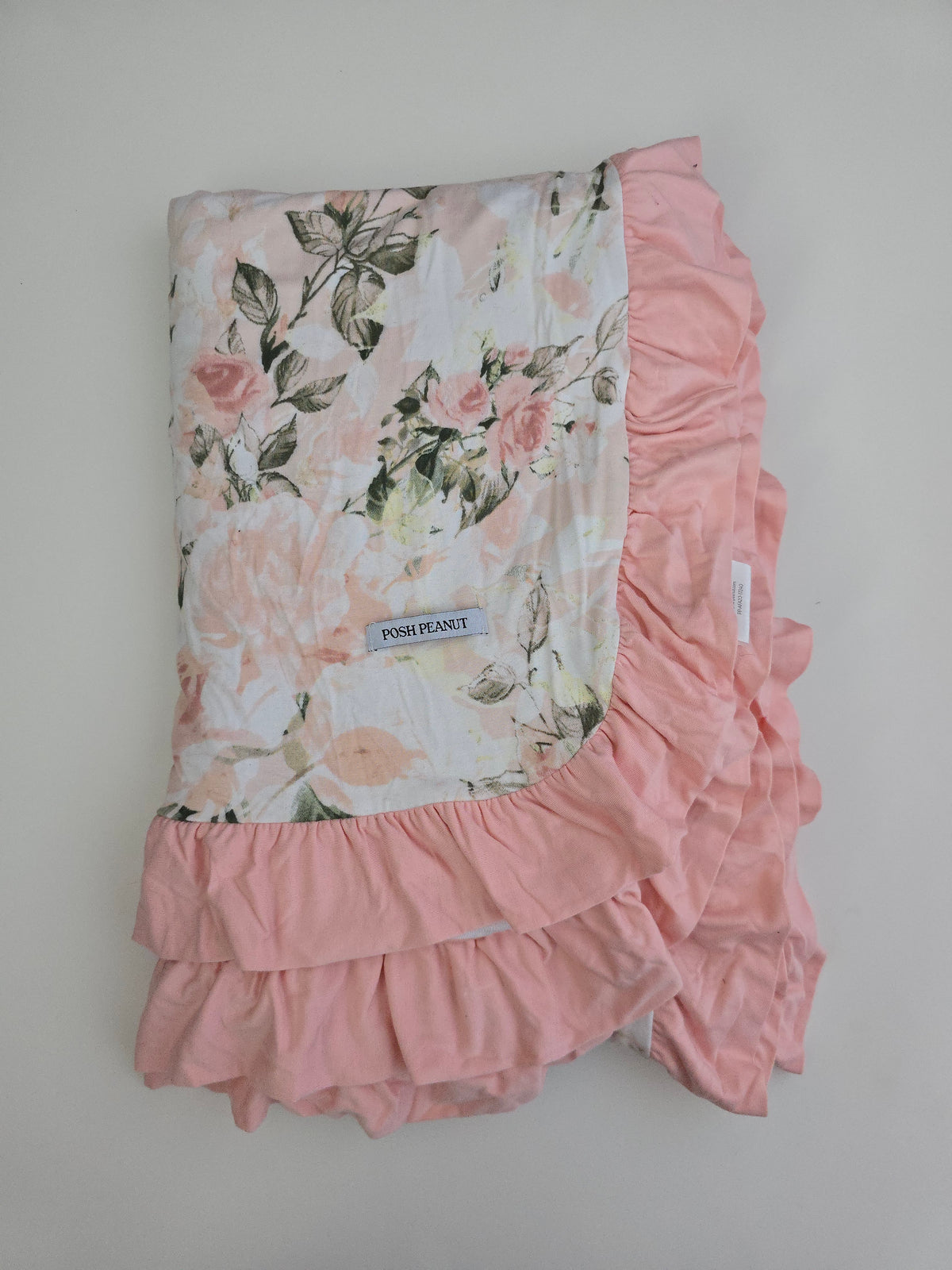 Posh Peanut Patoo Reversible Blanket Peach Floral/Peach Stripe
