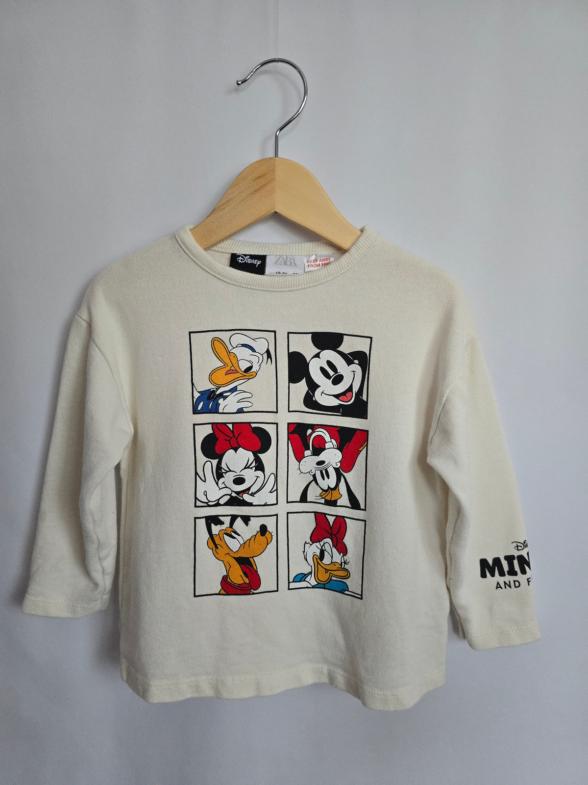 Zara Mickey & Friends Terry Long Sleeve Sweatshirt • 18-24 months