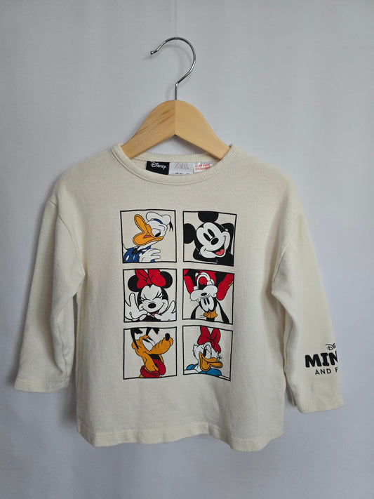 Zara Mickey & Friends Terry Long Sleeve Sweatshirt • 18-24 months