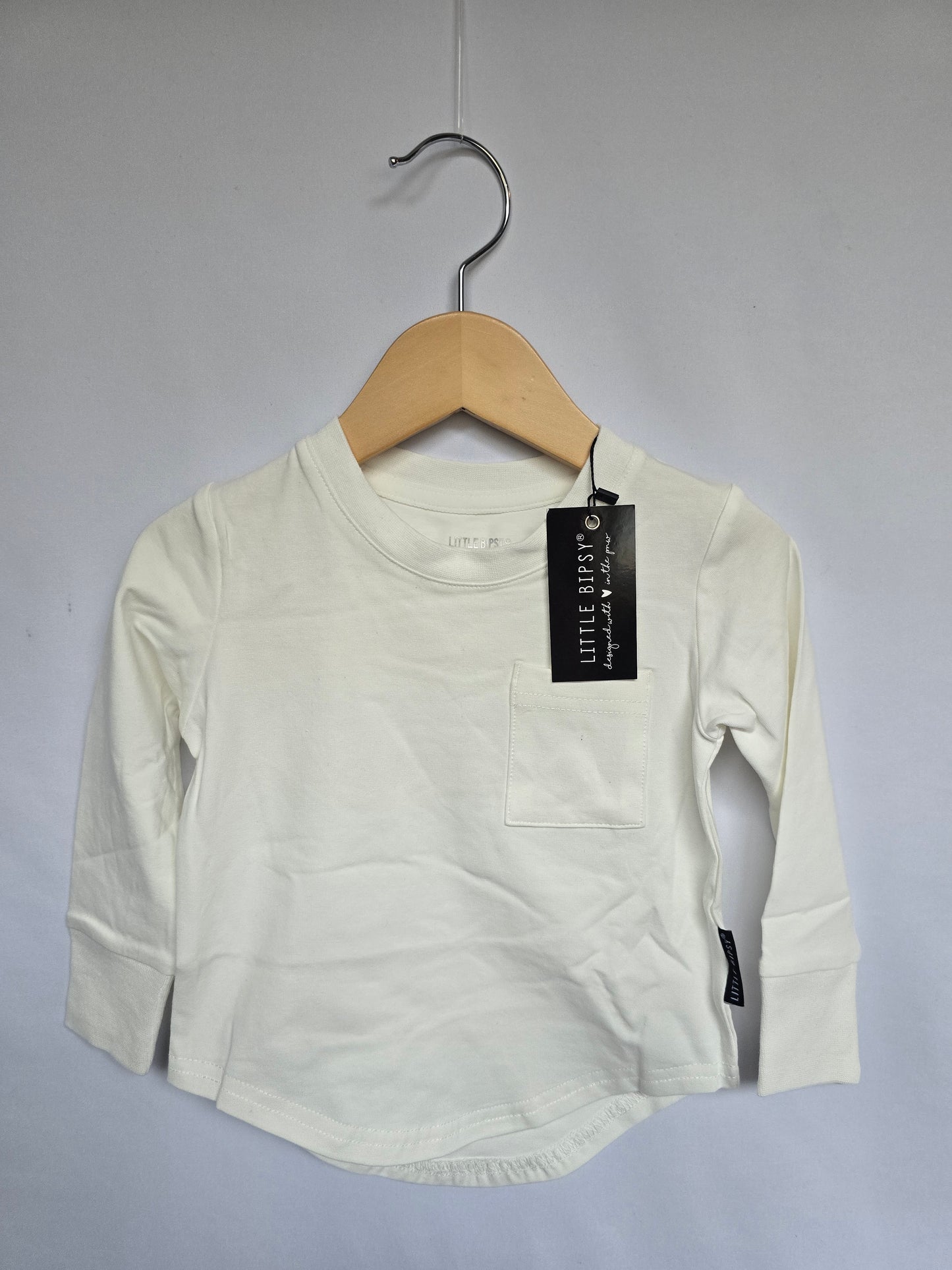 NEW Little Bipsy White Raglan Shirt • 12-18 months