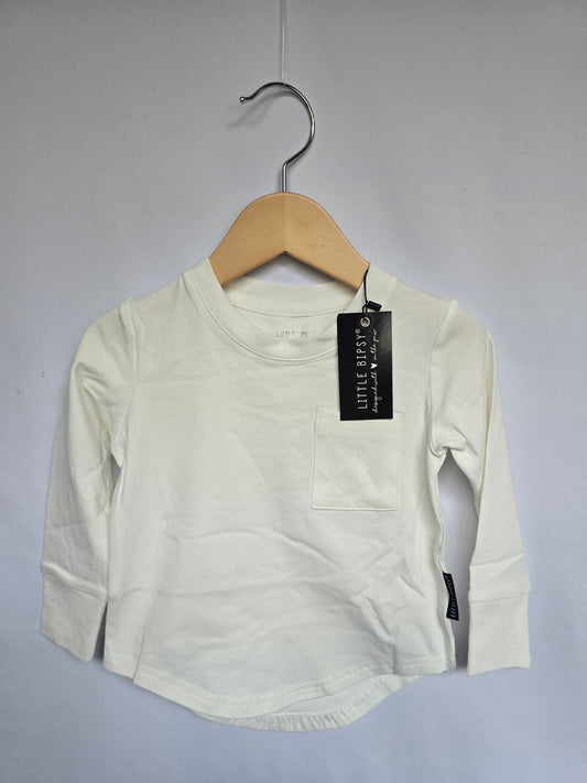 NEW Little Bipsy White Raglan Shirt • 12-18 months