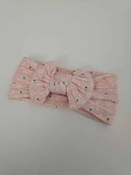 Knot Headband Peach Daisy • 0-12 months