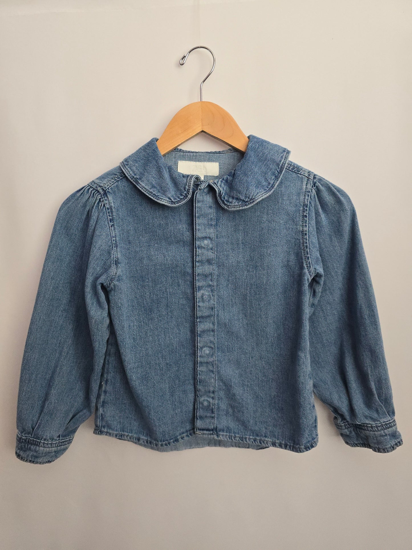 Zara Peter Pan Collar Denim Button Up • 6-7 years