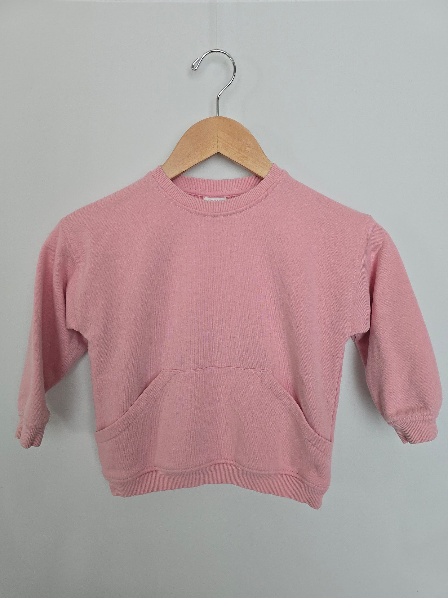 Zara Bubblegum Pink Pocket Crew • 4-5 years