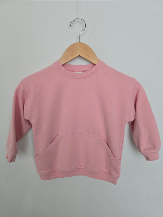 Zara Bubblegum Pink Pocket Crew • 4-5 years