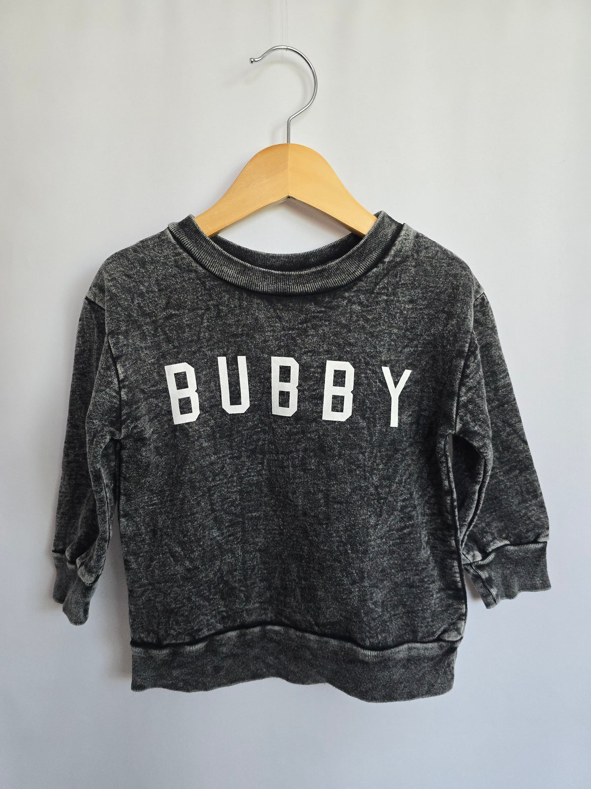 Little Bipsy Black Acid Wash Bubby Crewneck • 18-24 months