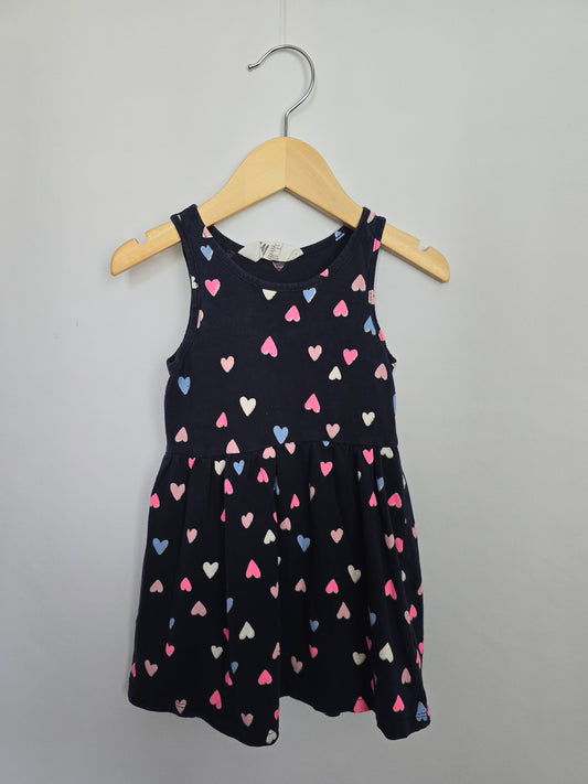 H&M Navy Hearts Tank Dress • 18-24 months