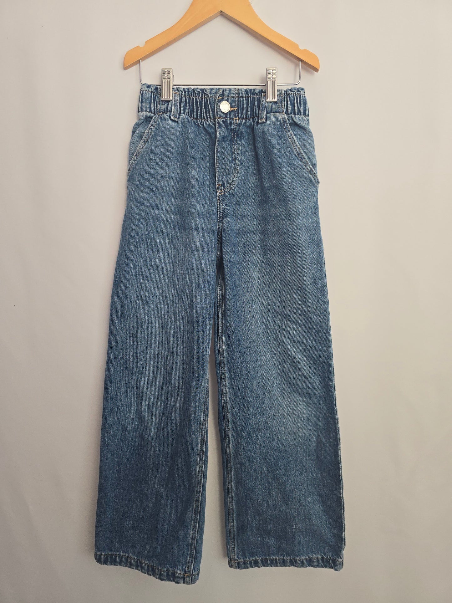 H&M Paperbag Waist Wide Leg Denim • 8-9 years