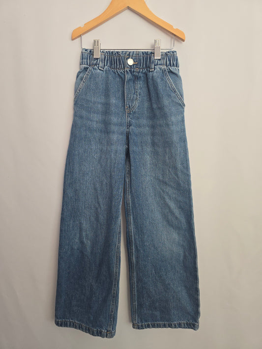 H&M Paperbag Waist Wide Leg Denim • 8-9 years