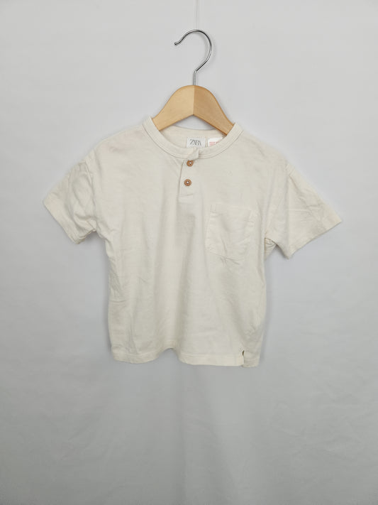 Zara Cream Waffle Pocket T-shirt • 4 years