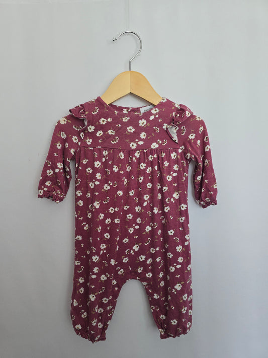 Angel Dear Plum Floral Romper • 0-3 months