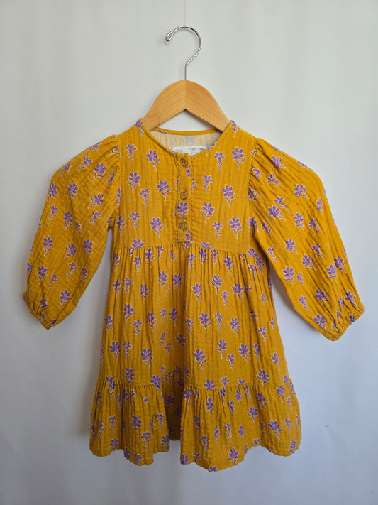 Zara Honey Floral Empire Dress • 3-4 years