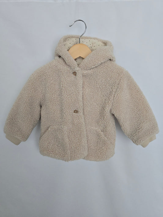 Zara Cream Sherpa Teddy Jacket • 9-12 months