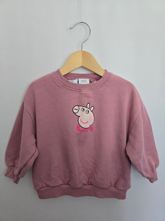Zara Peppa Pig Blush Crewneck • 4 years