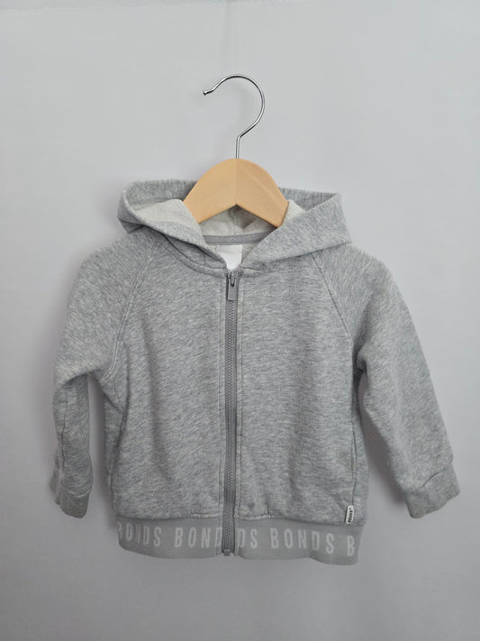 Bonds Grey Zip Hoodie • 18-24 months