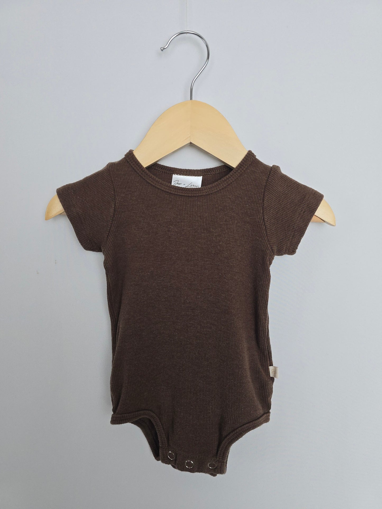 Jax & Lennon Coffee Ribbed Bodsuit • Newborn