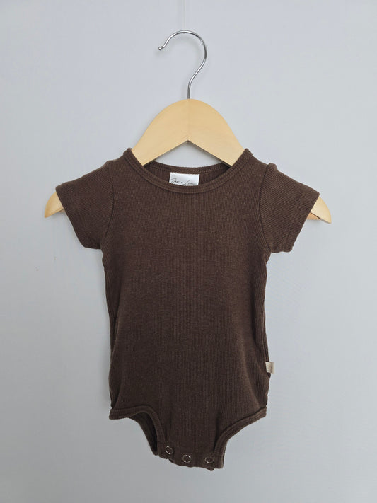 Jax & Lennon Coffee Ribbed Bodsuit • Newborn
