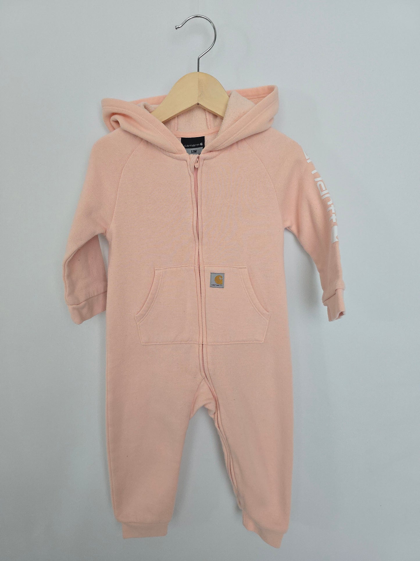 Carhartt Pink Hooded Zip Romper • 12 months
