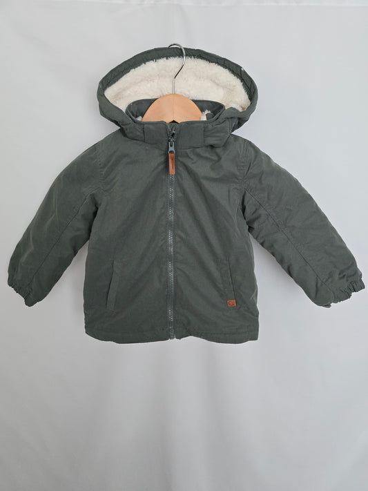NEW H&M Sage Fleece Lined Winter Coat • 3-4 years