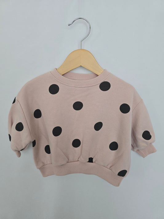 Zara Blush Dotty Relaxed Crew • 3-6 months