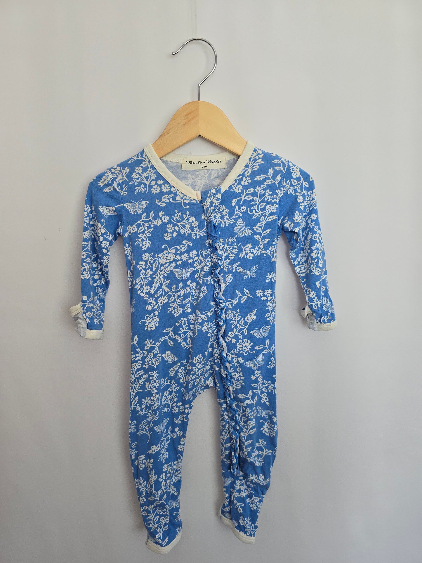 PLAY Bambi & Birdie Blue Floral Zip Romper • 0-3 months