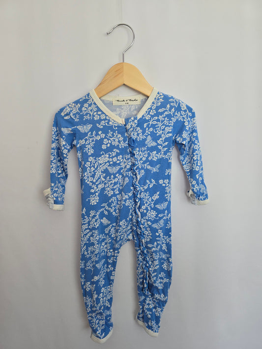 PLAY Bambi & Birdie Blue Floral Zip Romper • 0-3 months
