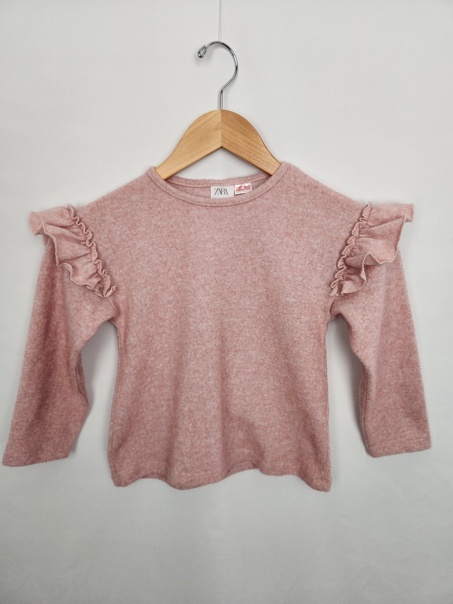 Zara Pink Soft Knit Ruffle Shirt • 5-6 years