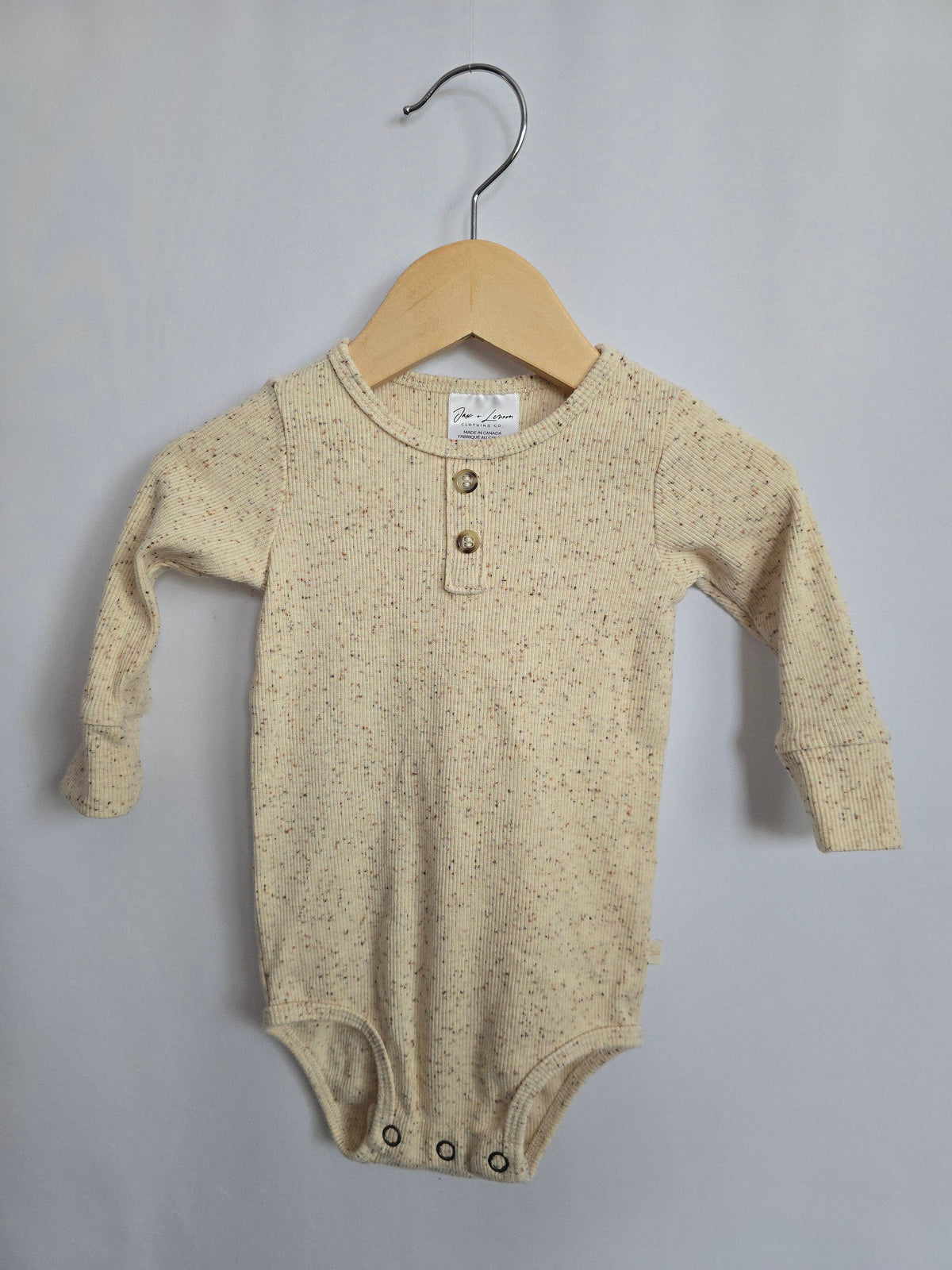 Jax & Lennon Oat Speckle Bodysuit • 6-12 months