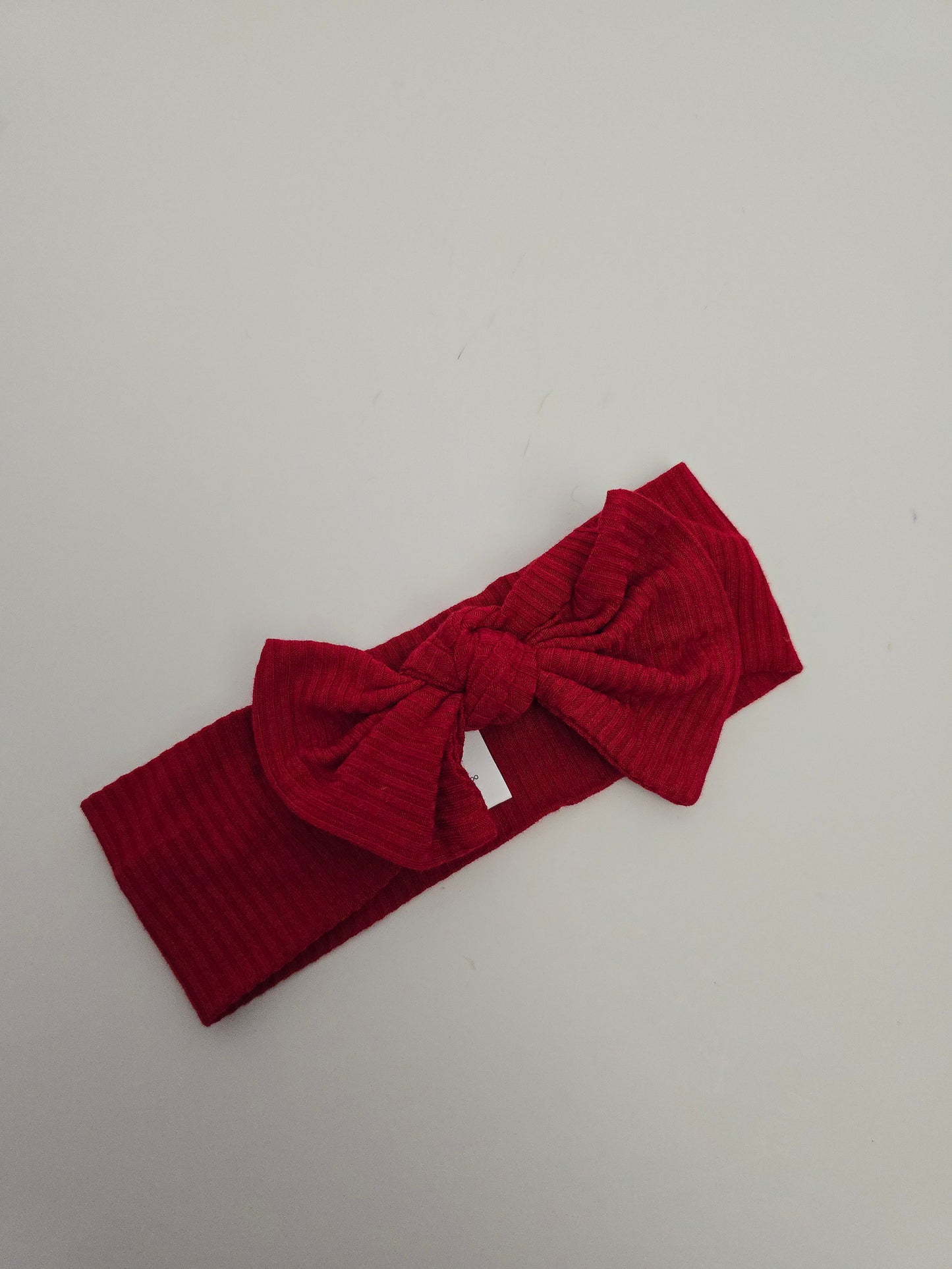 Posh Peanut Red Ribbed Small Bow Headband