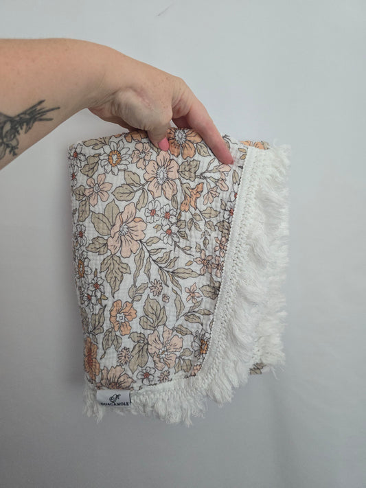 Guacamole Fall Floral Fringe Blanket 35x45