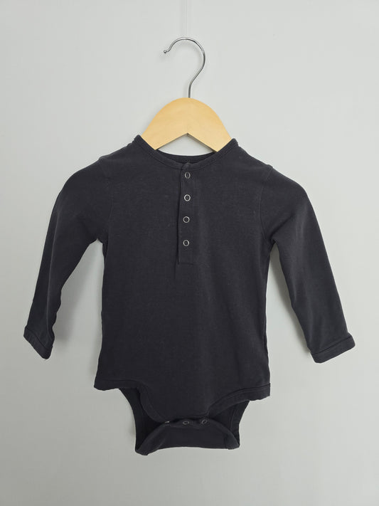 Pehr Dark Grey Organic Cotton Bodysuit • 6-12 months